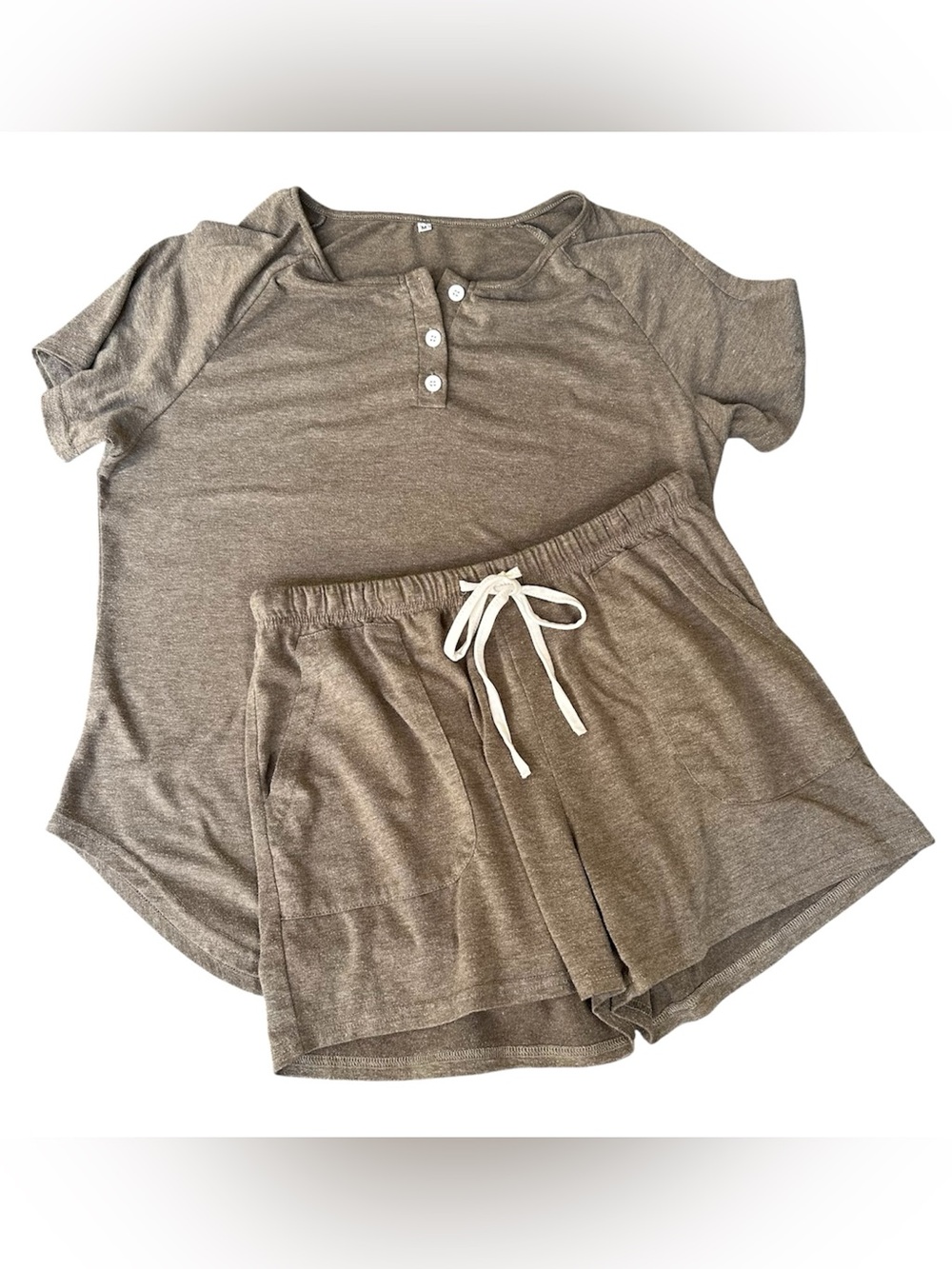 Women's 2 pc Outfit Round Neck Drawstring Waist Loose Fit Casual Loungewear Set